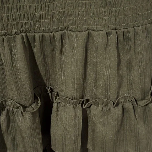 Chic Olive Green Ruffled Mini Dress - Picture 3 of 4